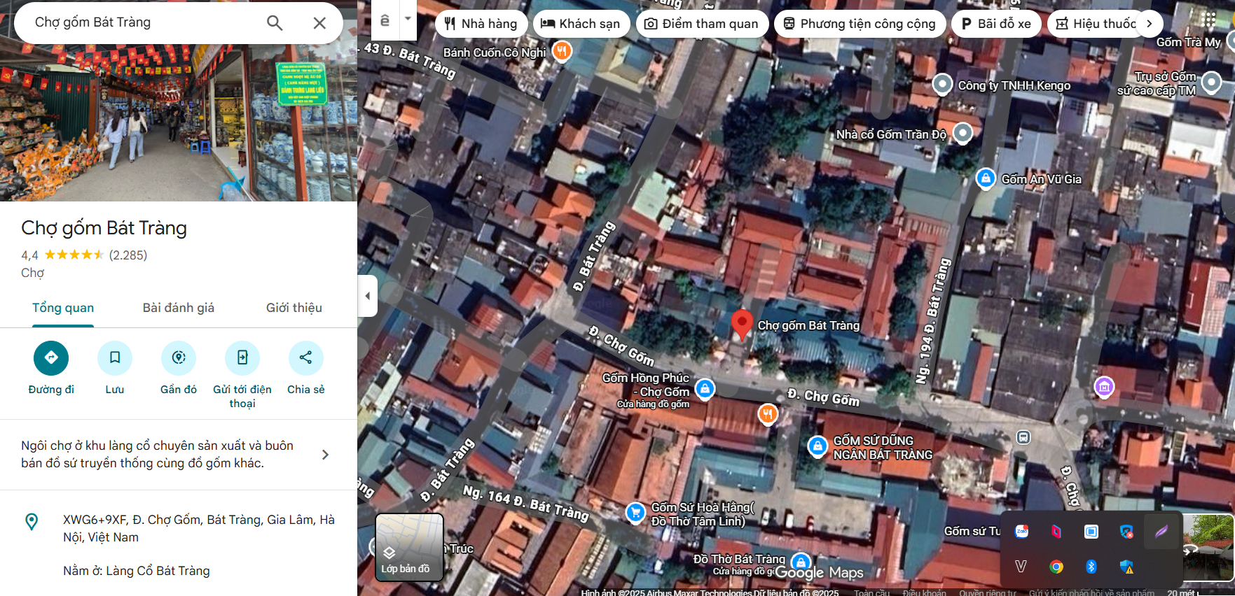 google map địa chỉ chợ gốm bát tràng