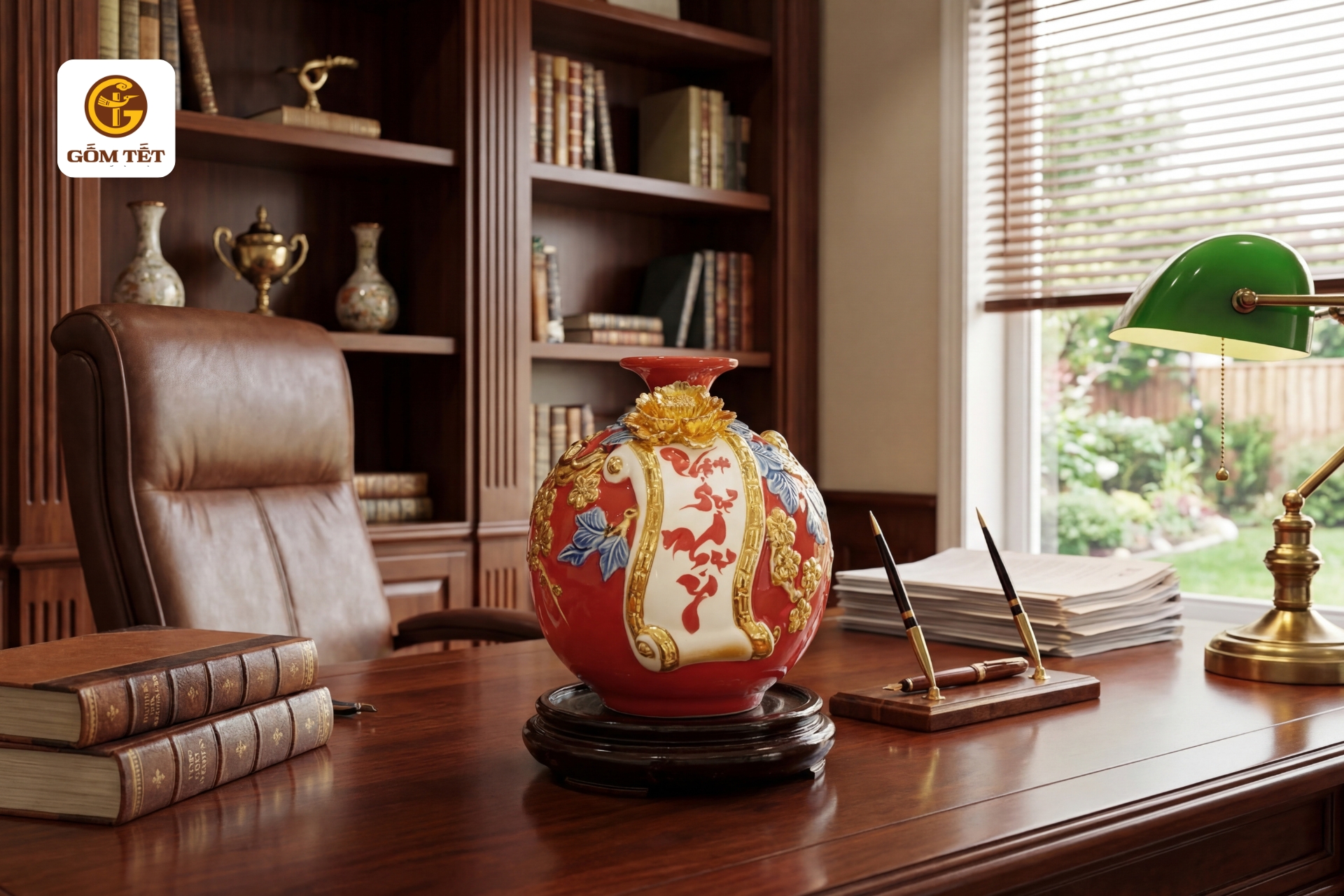 binh hut loc dat tren phong lam viec