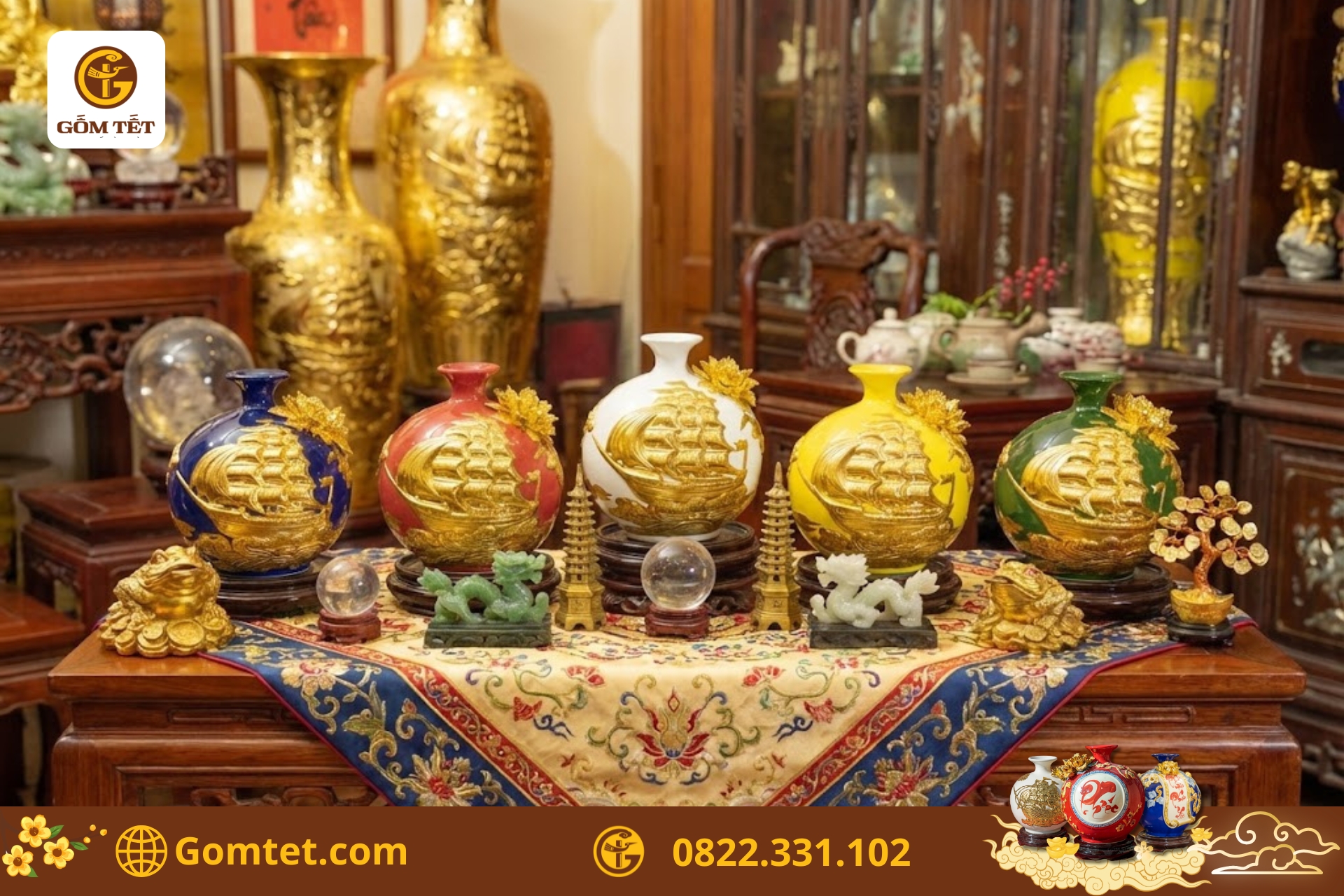 Bình Hút Lộc Thuận Buồm Xuôi Gió Dát Vàng