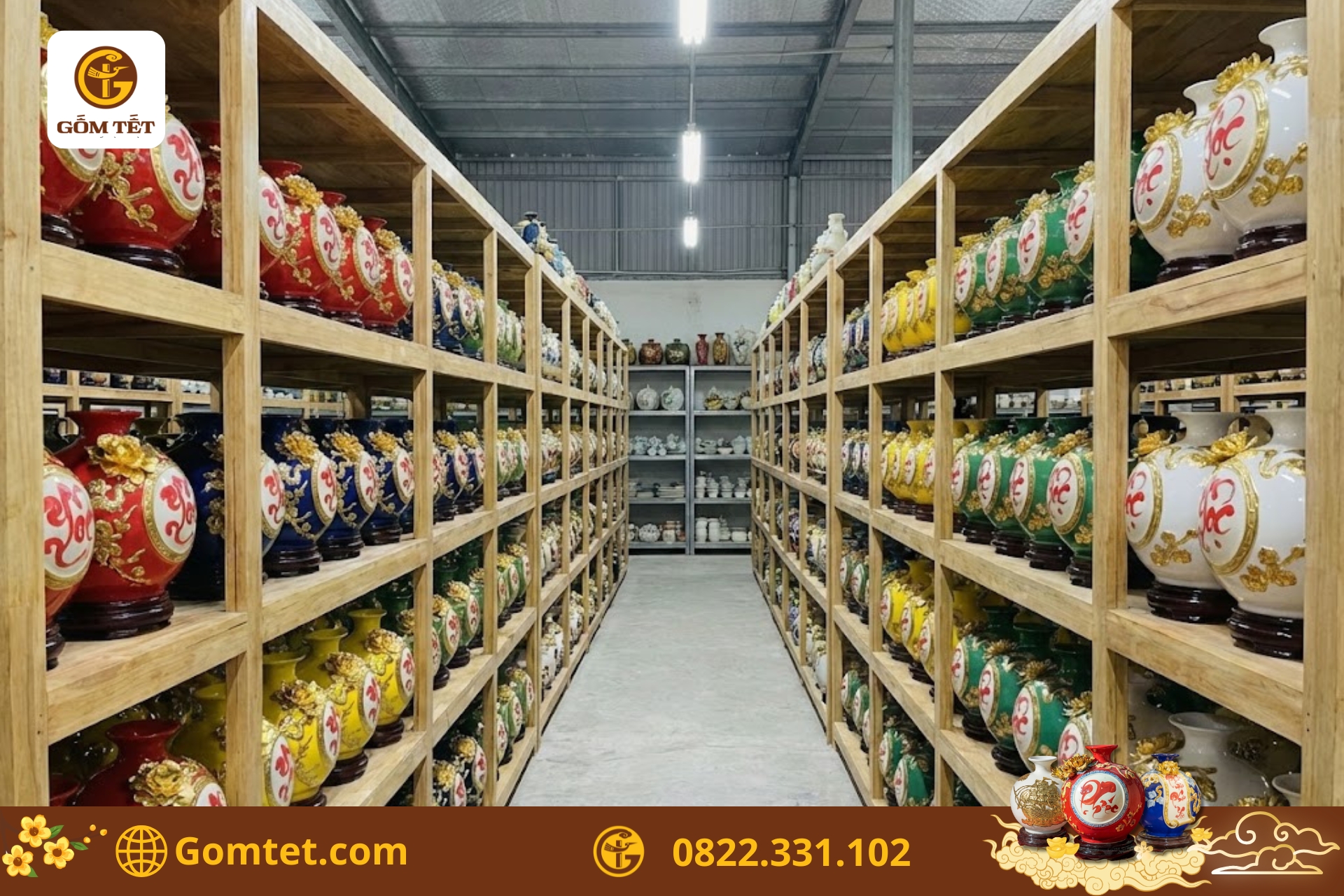 kho hàng bình hút lộc gốm tết