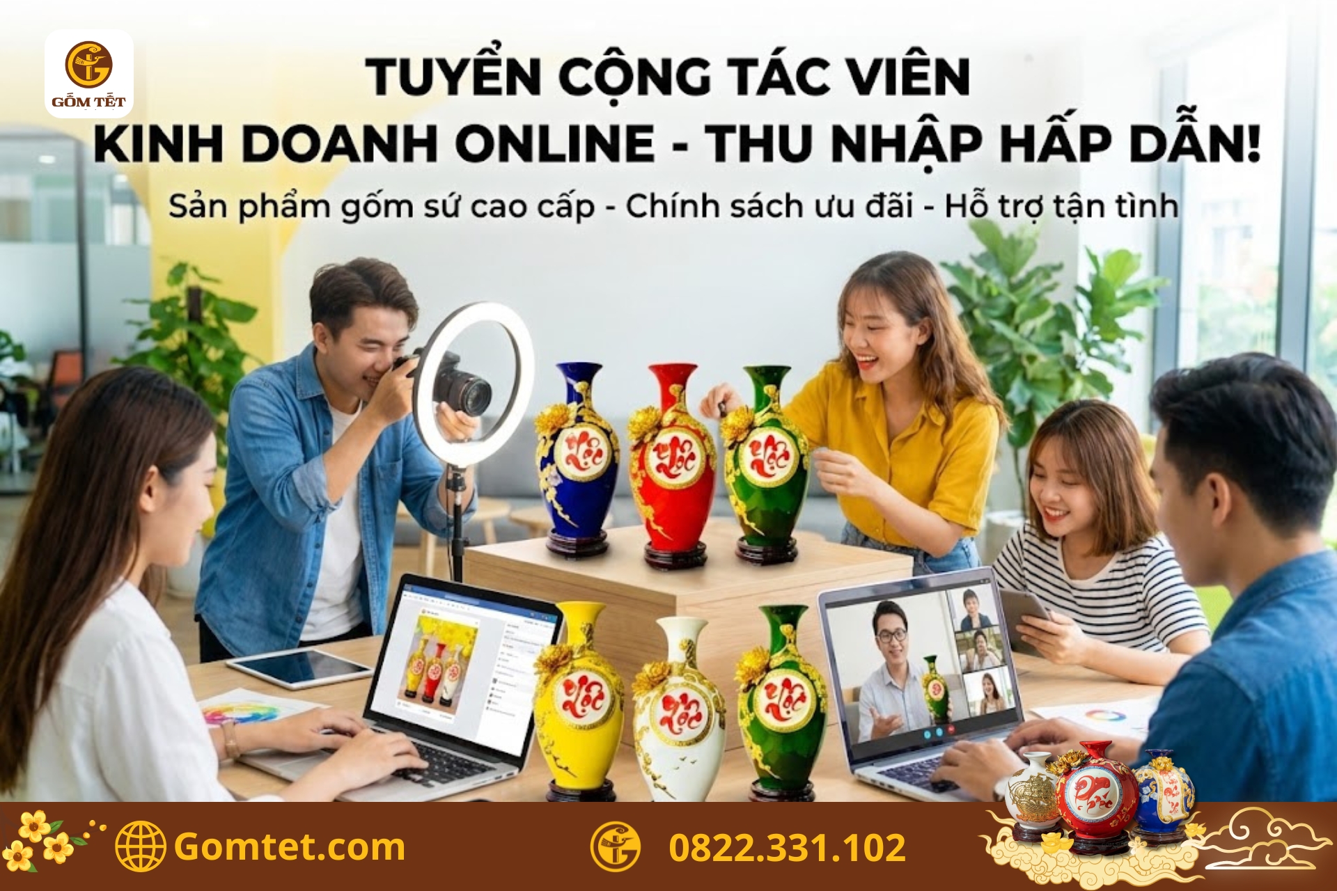 tuyển cộng tác viên kinh doanh online mảng gốm sứ bát tràng