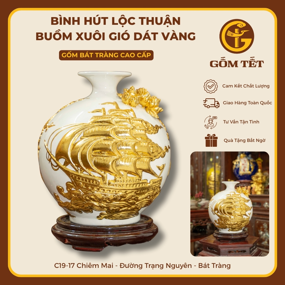 Bình Hút Lộc Thuận Buồm Xuôi Gió Dát Vàng