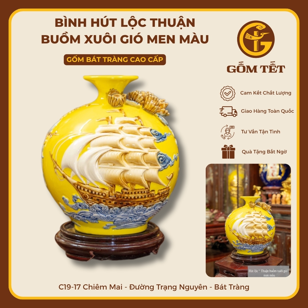 Bình Hút Lộc Thuận Buồm Xuôi Gió Men Màu