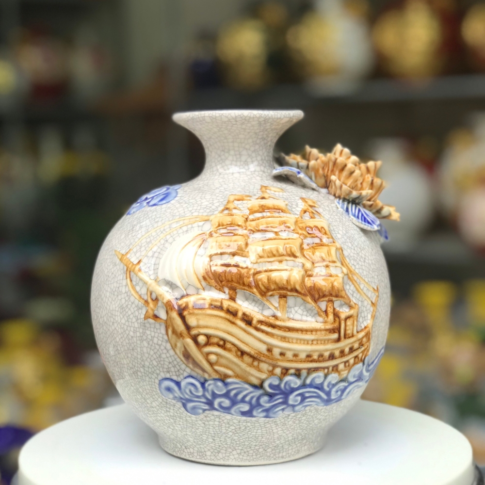 Bình Hút Lộc Thuận Buồm Xuôi Gió Men Rạn