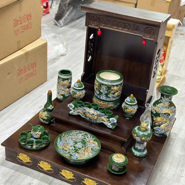 Bộ Đồ Thờ Gốm Sứ Màu Xanh Lục 12 z6005486454519 a8d2f7e1308a47c011726d6ab2659a9a