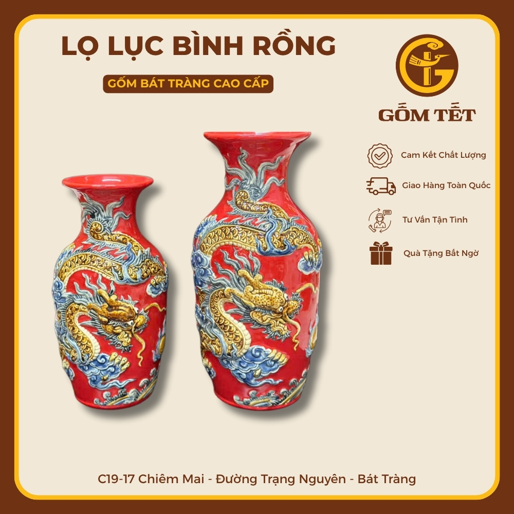 Lọ Lục Bình Rồng Men Màu