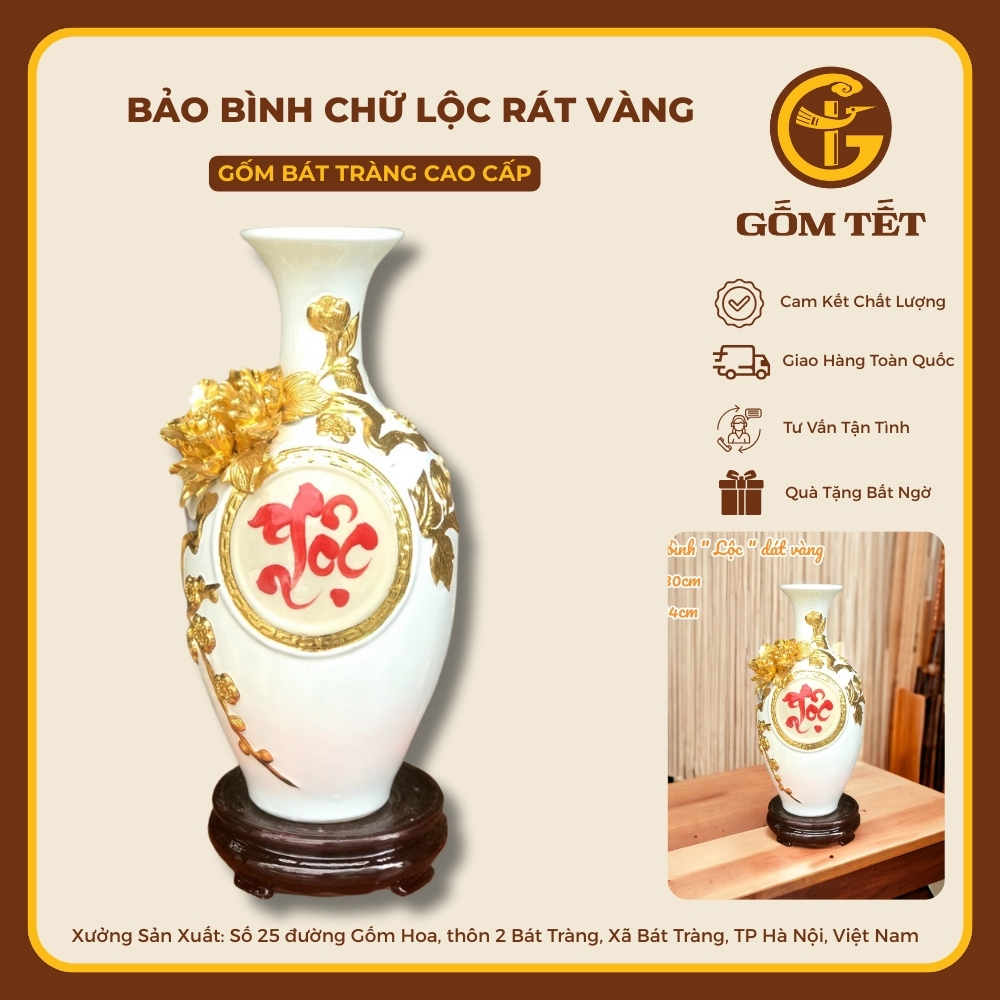 Bảo Bình Chữ Lộc Rát Vàng