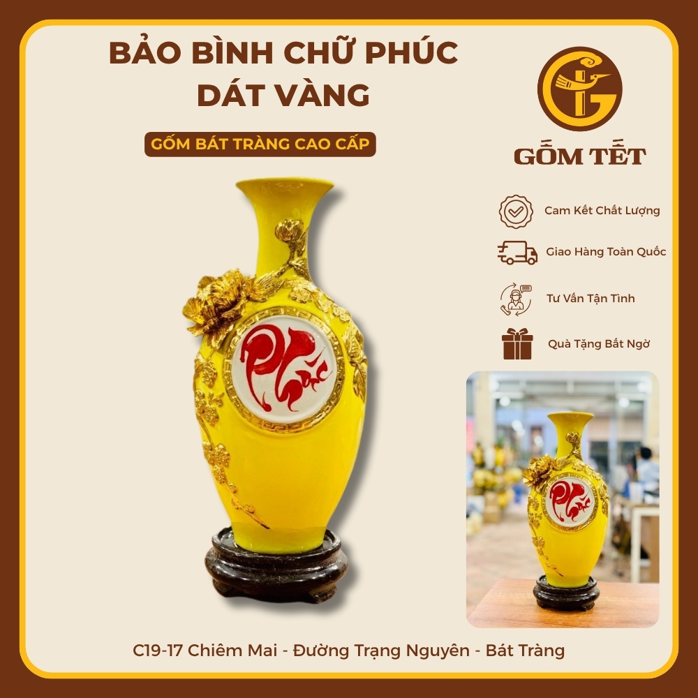Bảo Bình Chữ Phúc Dát Vàng 4 Bao binh chu phuc dat vang 4
