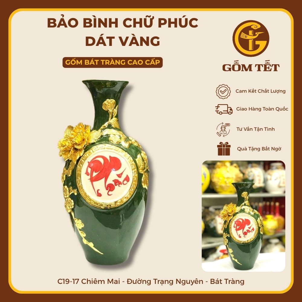 Bảo Bình Chữ Phúc Dát Vàng 5 Bao binh chu phuc dat vang 5