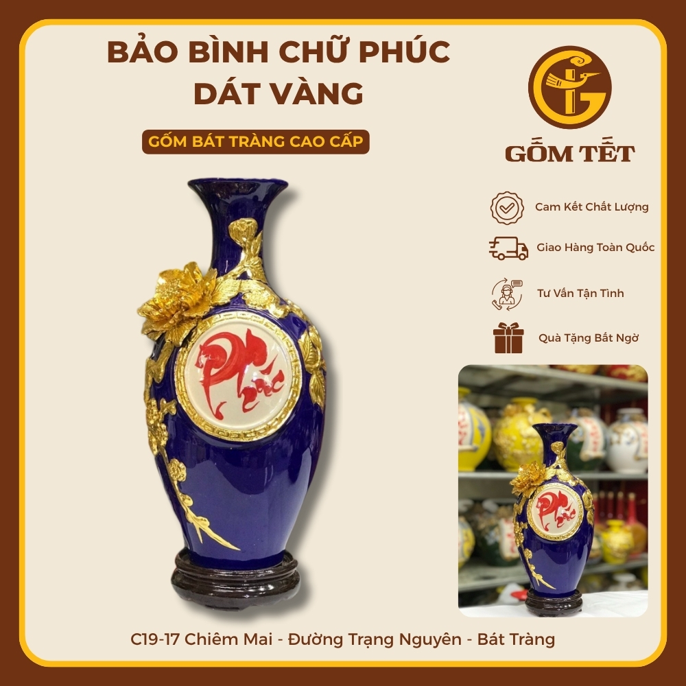 Bảo Bình Chữ Phúc Dát Vàng 6 Bao binh chu phuc dat vang