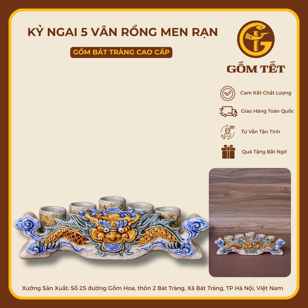 Kỷ Ngai 5 Vân Rồng Men Rạn