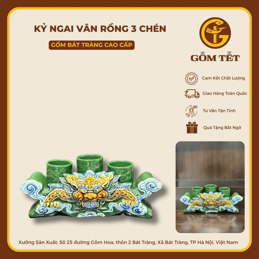 Kỷ Ngai Vân Rồng 3 Chén