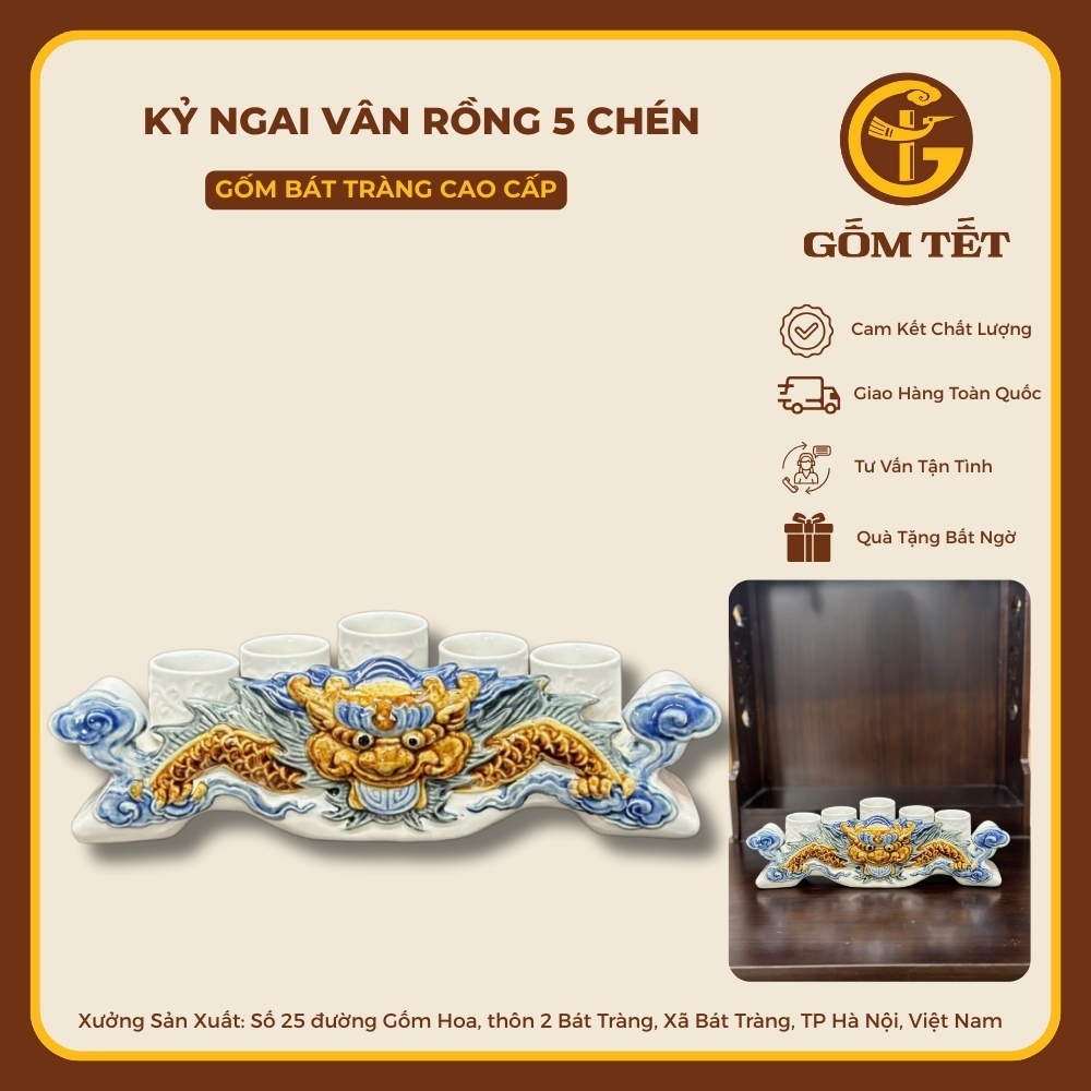 Kỷ Ngai Vân Rồng 5 Chén