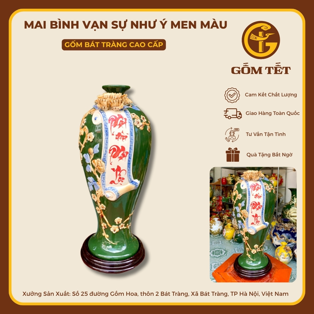 Mai Bình Vạn Sự Như Ý Men Màu