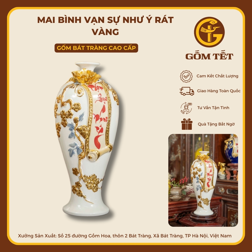 Mai Bình Vạn Sự Như Ý Dát Vàng