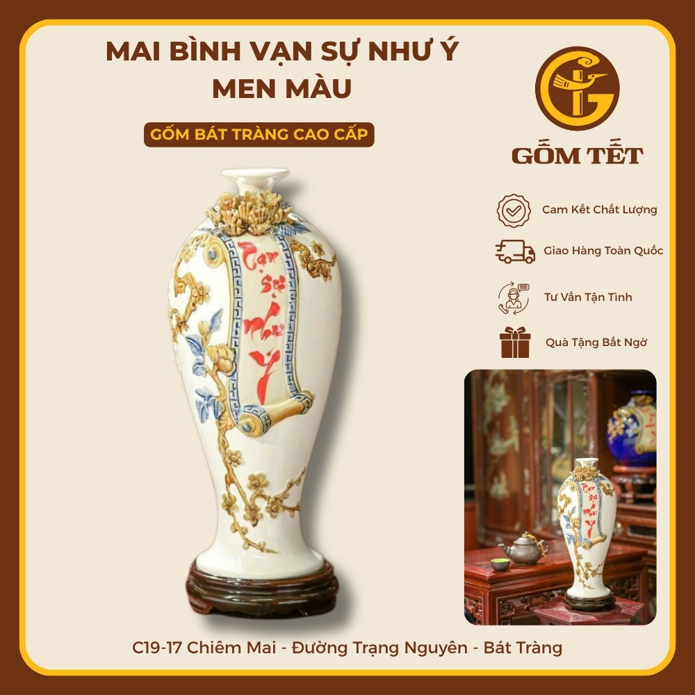Mai Bình Vạn Sự Như Ý Men Màu 6 Mai binh Van su nhu y men mau 3
