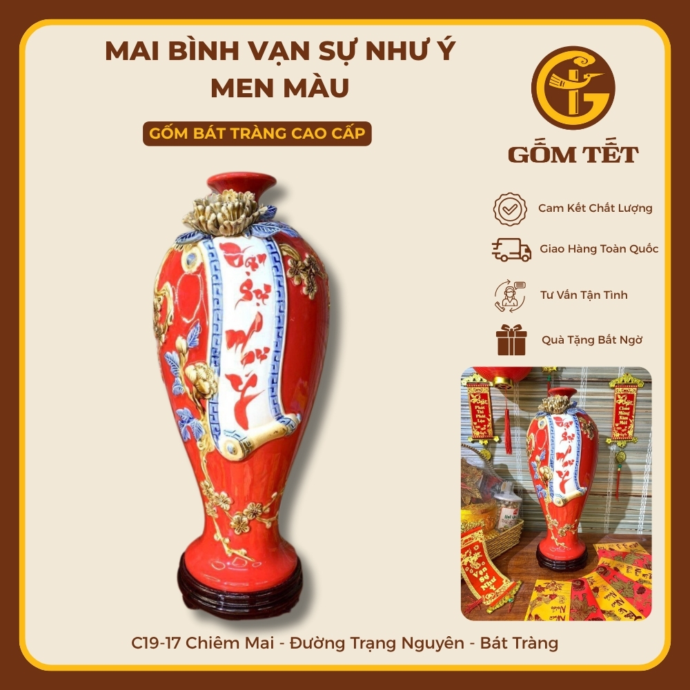 Mai Bình Vạn Sự Như Ý Men Màu