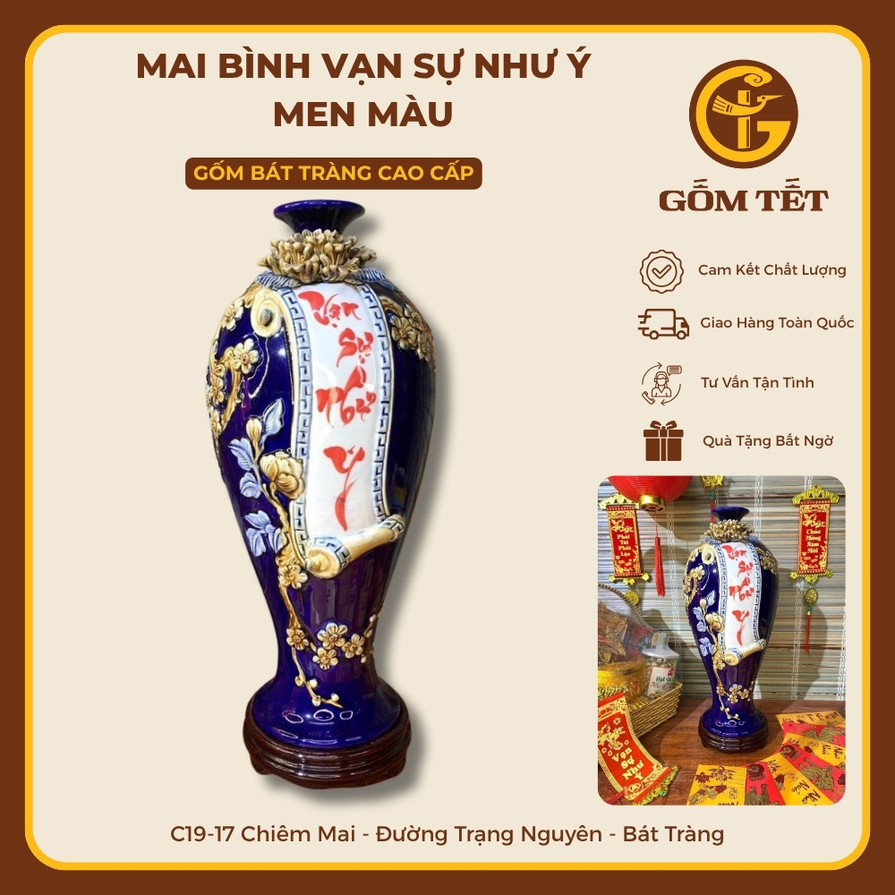 Mai Bình Vạn Sự Như Ý Men Màu 4 Mai binh Van su nhu y men mau 5