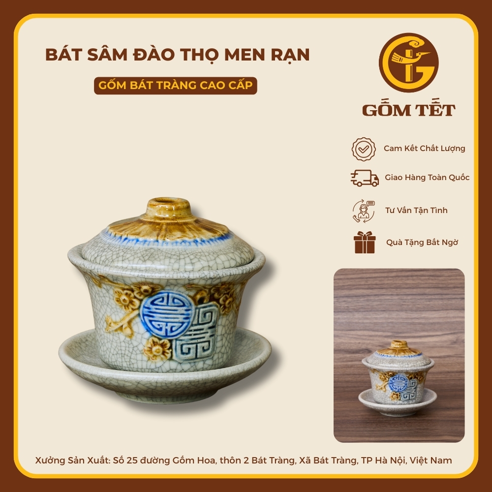 Bát Sâm Đào Thọ Men Rạn