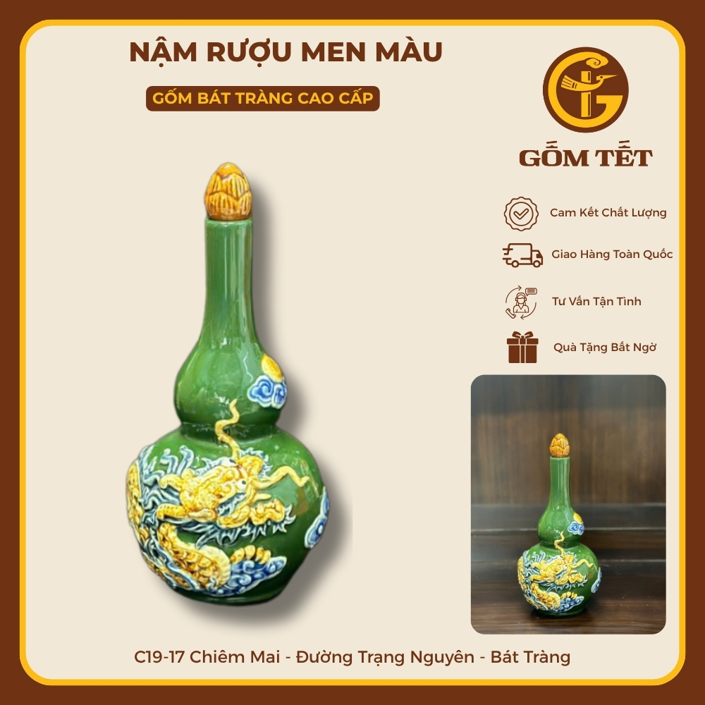 Nậm Rượu Bầu Rồng 5 nam ruou men mau 5