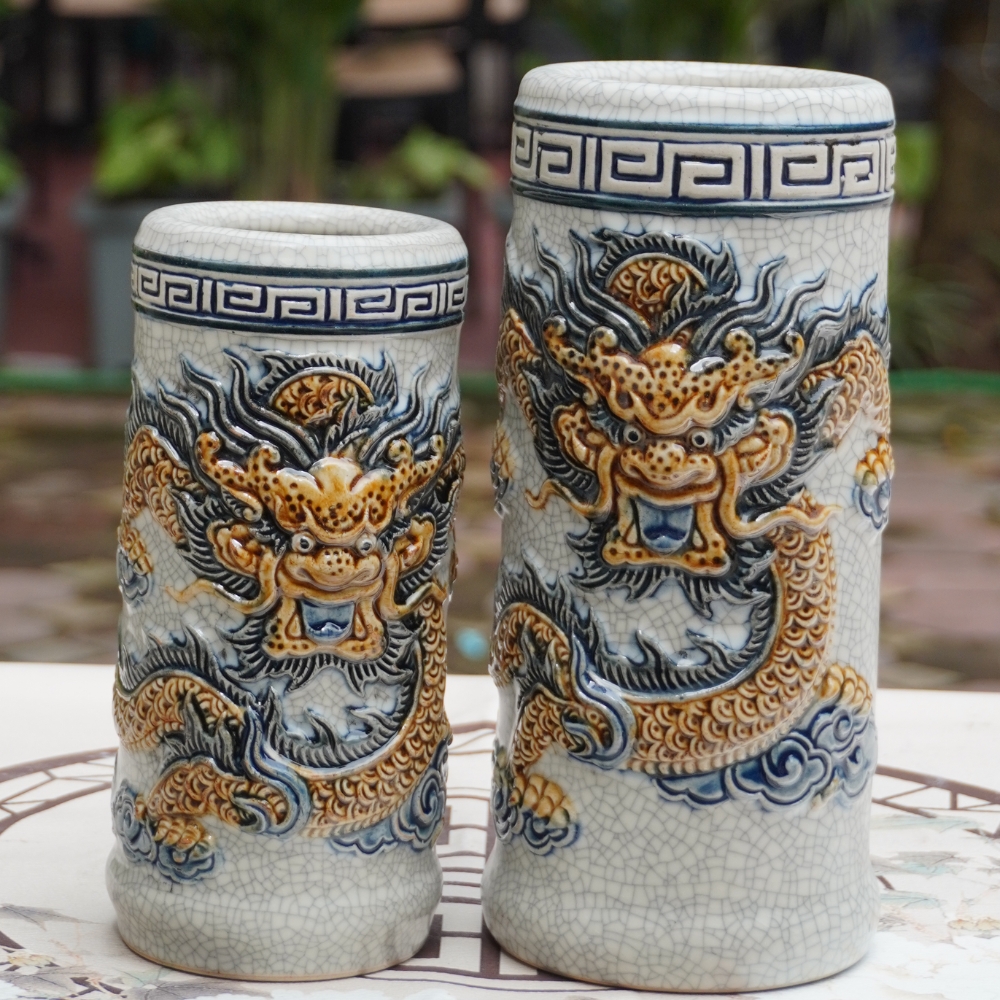 Ống Hương Sen - Rồng - Đào Thọ Men Rạn