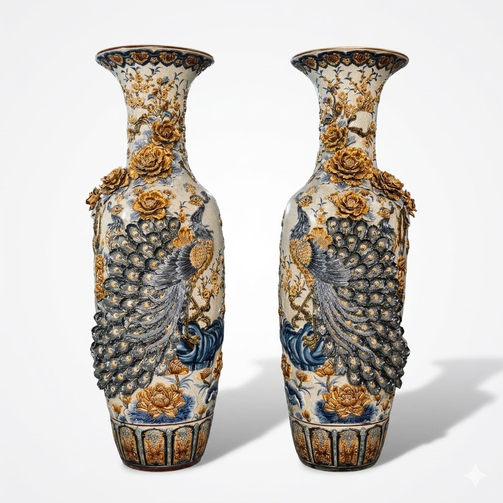 Lọ Lục Bình Công Đào Đuôi Kênh Men Rạn