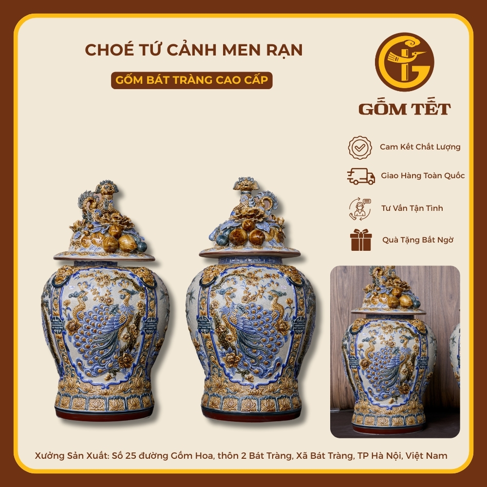 Choé Tứ Cảnh Men Rạn 20l, 30l, 50l