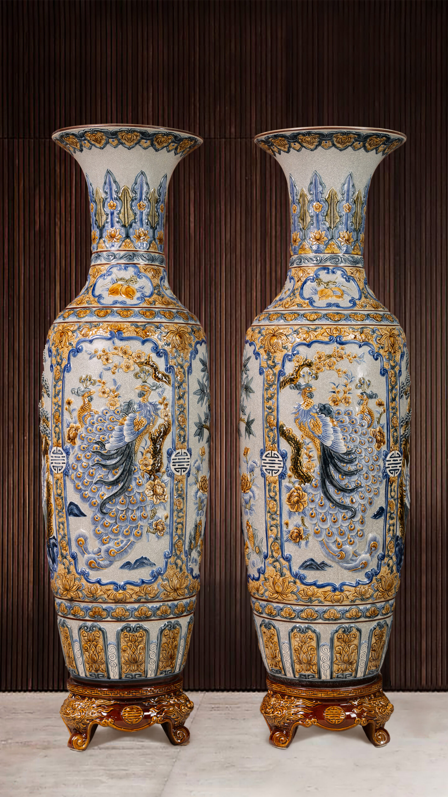 Lọ Lục Bình Tứ Cảnh Phú Quý Men Rạn