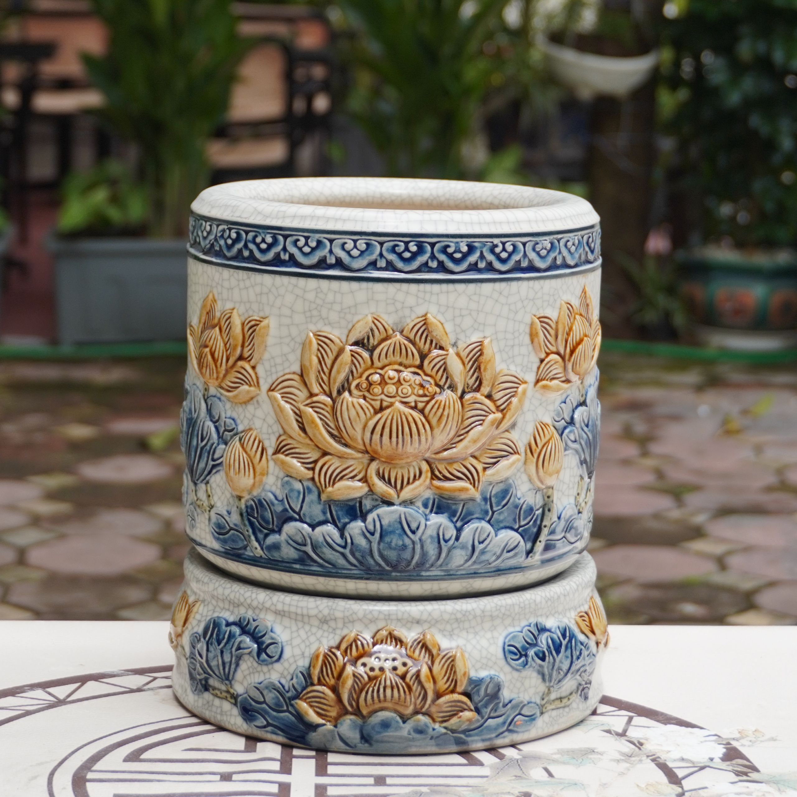 Bát Hương Vân Sen Men Rạn