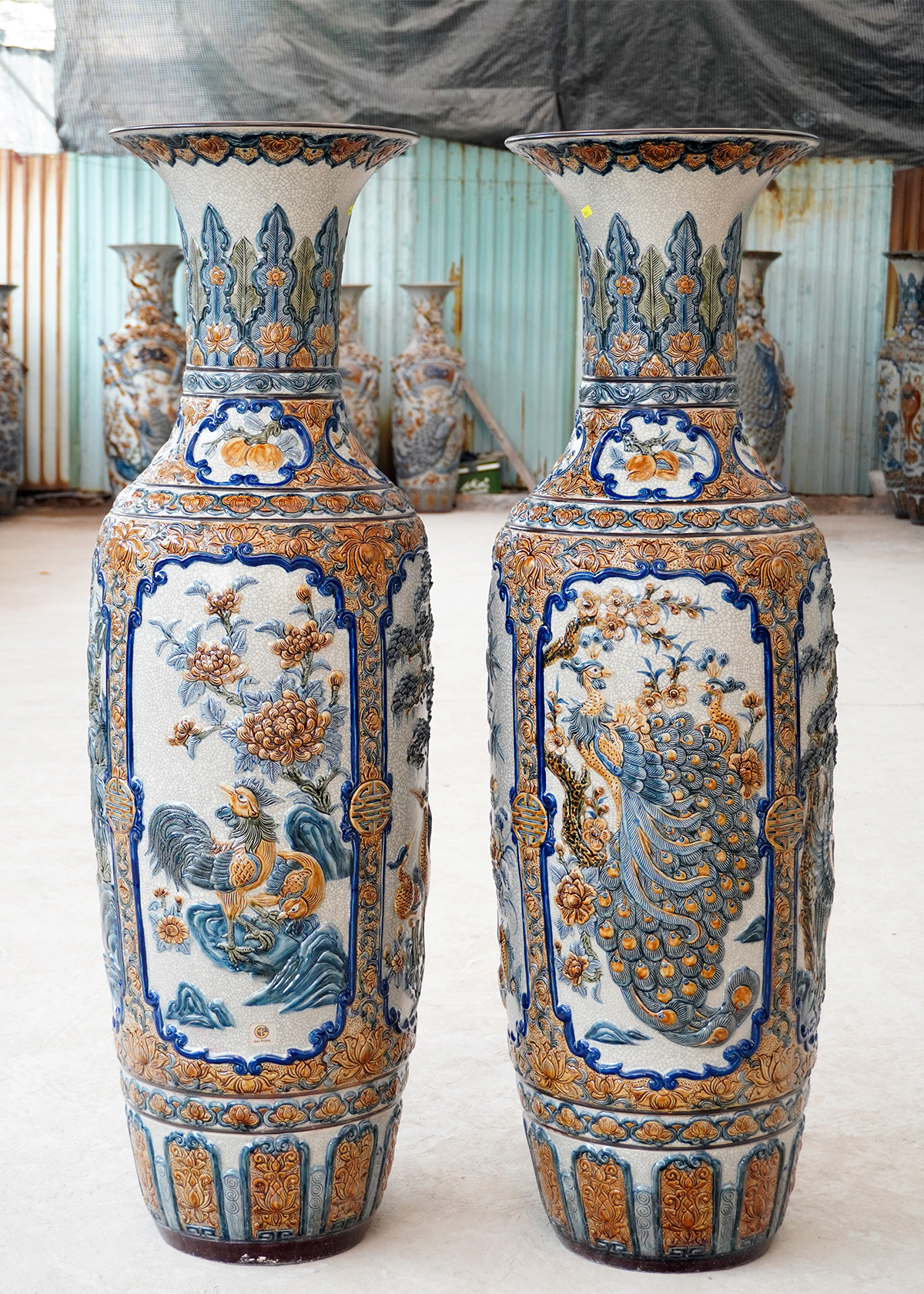 Lọ Lục Bình Tứ Cảnh Phú Quý Men Rạn