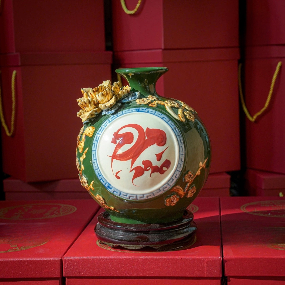 Bình Hút Lộc Chữ Phúc binh hut loc chu phuc xanh la