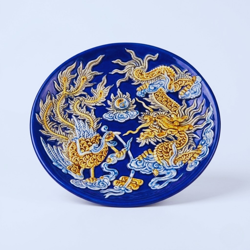 bộ mâm bồng rồng màu xanh coban