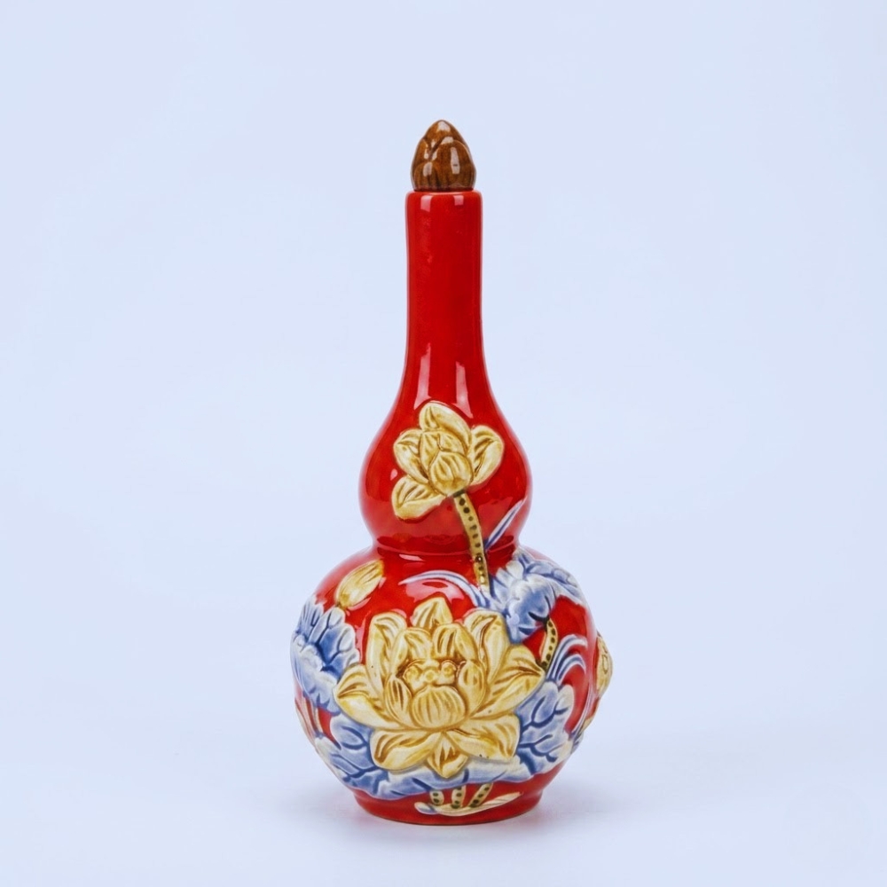 Nậm Rượu Sen 2 Bầu Men Màu nam ruou hai bau sen