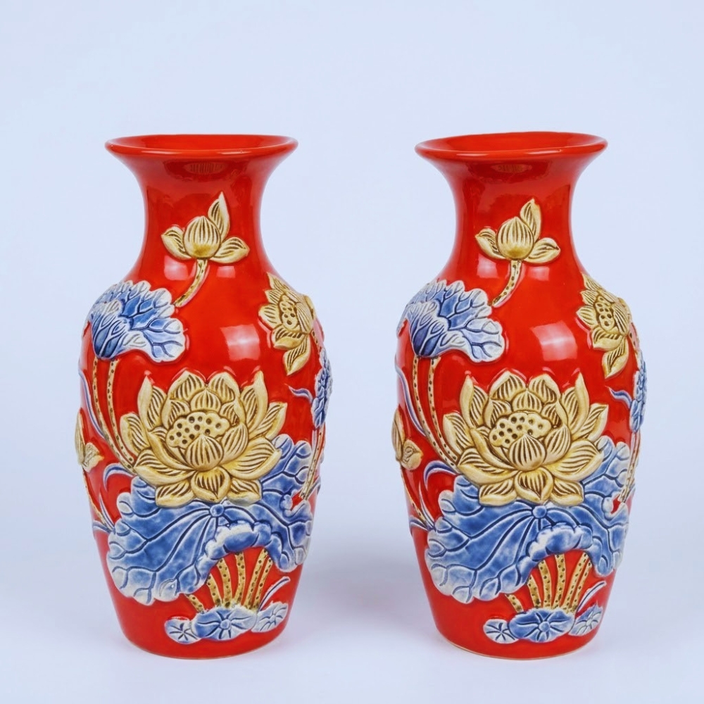 lọ lục bình sen men màu