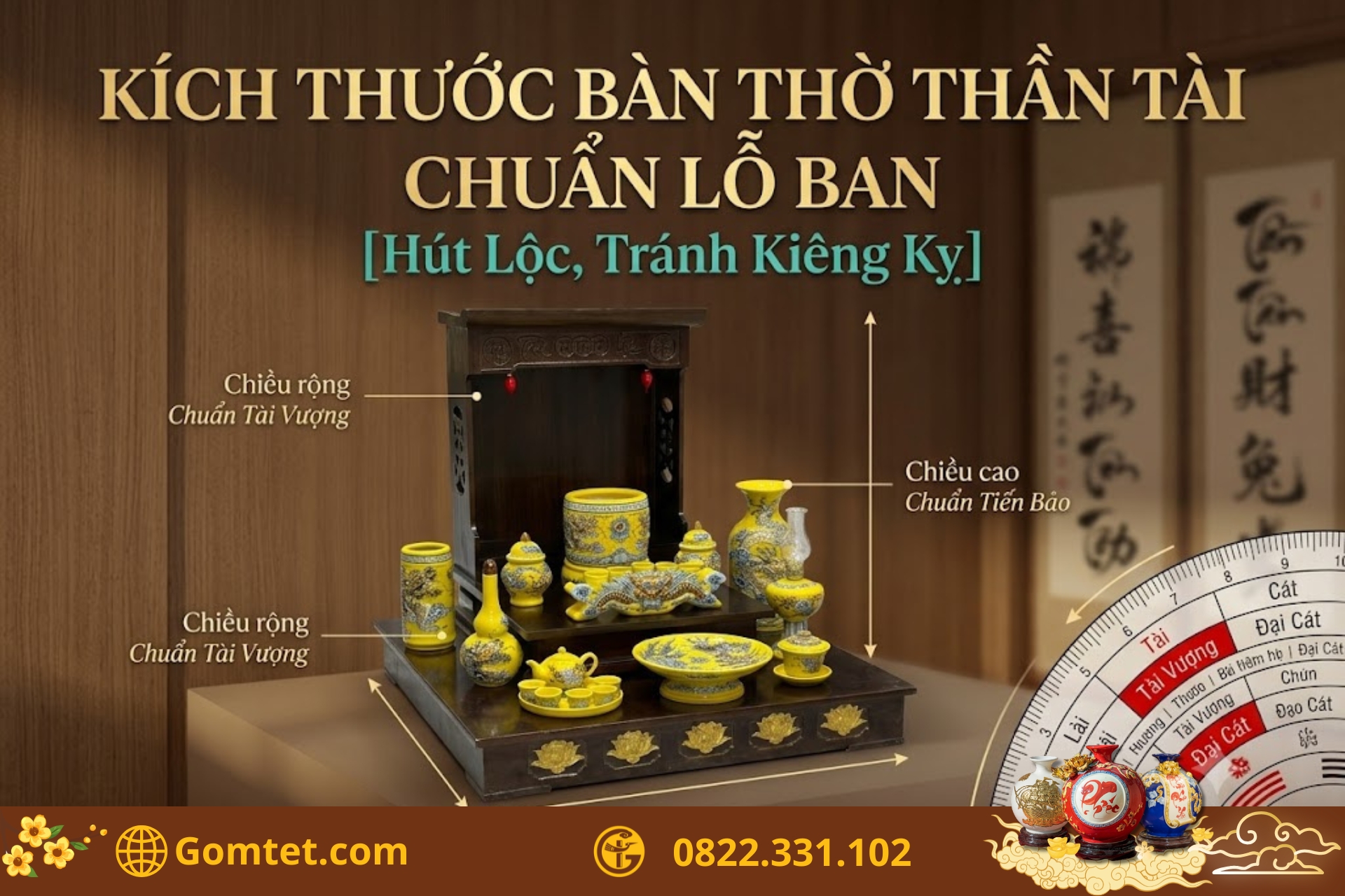 kích thước bàn thờ thần tài đẹp