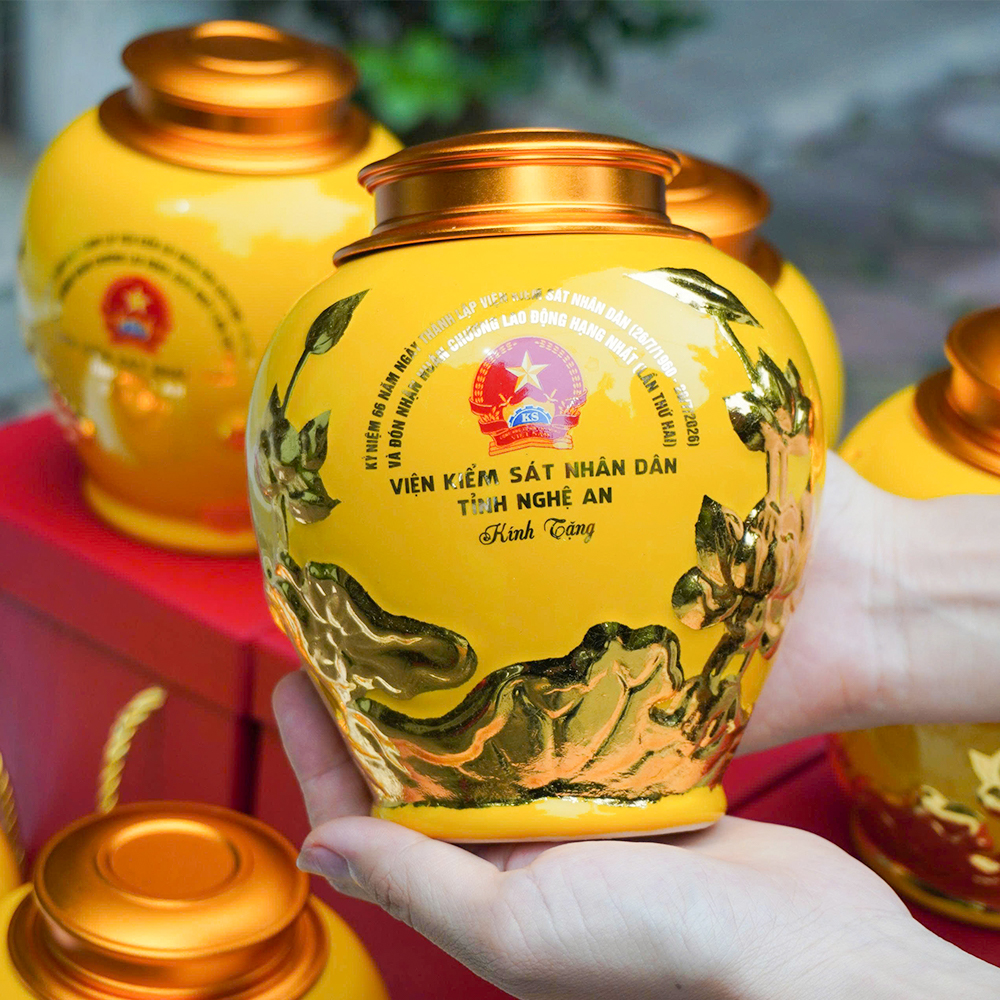 Lọ Chè Quà Tặng In Logo Viện Kiểm Sát Nhân Dân Tỉnh Nghệ An